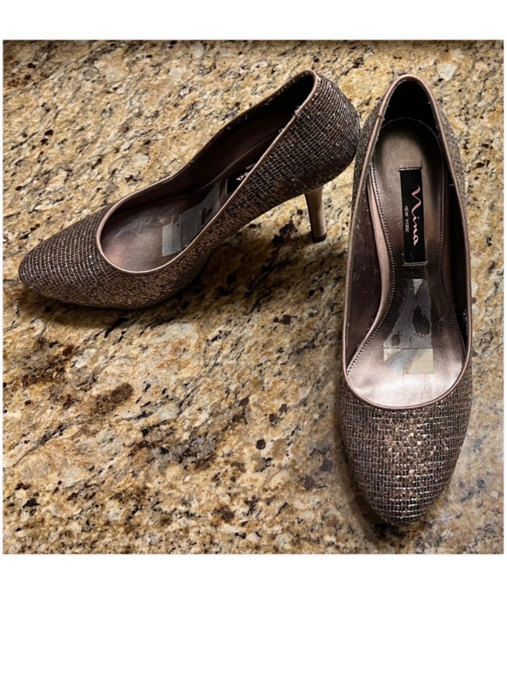 Nina Women’s Rose Gold Glitter Heels Pumps size 7.5